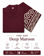 PREMIUM FLAX COTTON ELEGANT A-LINE DRESS (DEEP MAROON: K 305)