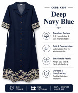 PREMIUM FLAX COTTON ELEGANT A-LINE DRESS (DEEP NAVY BLUE: K 304)